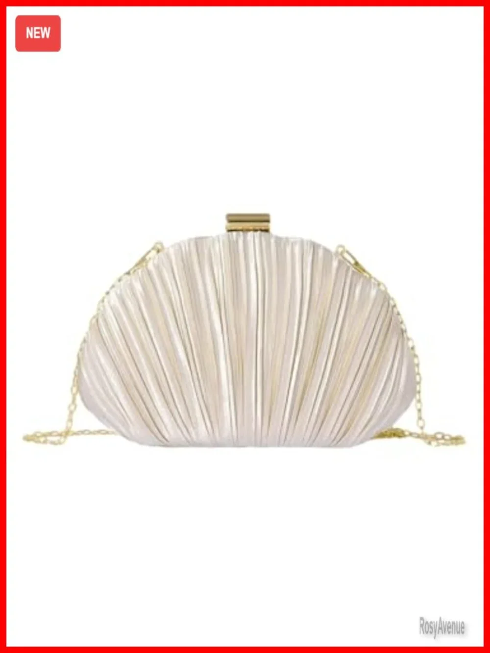 Shell Shaped Clutch Purse with Chain Strap Ruched Crossbody Bag Evening Handbag